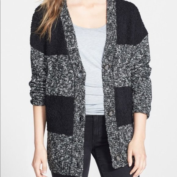 Sanctuary Black & White Oversized Chunky Knit Cardigan Size XS - Picture 1 of 7
